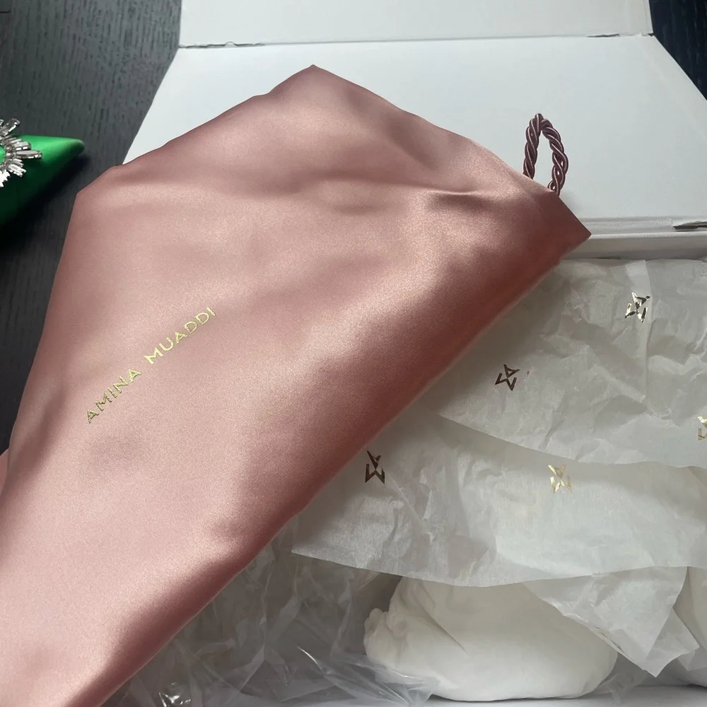 Amina Muaddi Begum Green “Frog” Satin Martini Heels 95mm Sz 38.5 - Picture 7 of 10